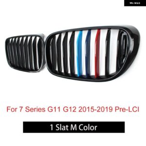 BMW 7シリーズ G11 G12 2015-2019 PRE-LCI ABS プラスチック光沢/マットブラックフロントバンパー キドニー レーシンググリル オートスタイリンググリル - 1 Slat Gloss M