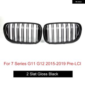 BMW 7シリーズ G11 G12 2015-2019 PRE-LCI ABS プラスチック光沢/マットブラックフロントバンパー キドニー レーシンググリル オートスタイリンググリル - 2-slats gloss black