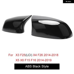 BMW ABS グロスホワイト/ブラック交換用ドアミラー キャップカバー X3 X4 X5 X6 2014 - 2018 F25 LCI F26 F15 F16 X5M X6M ではありません - black ABS