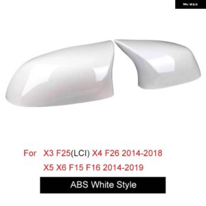 BMW ABS グロスホワイト/ブラック交換用ドアミラー キャップカバー X3 X4 X5 X6 2014 - 2018 F25 LCI F26 F15 F16 X5M X6M ではありません - white ABS