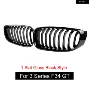 BMW FROMT バンパー キドニー レーシンググリル 3シリーズ GT F34 2012-2020 交換デュアルスラット グロスブラック M カラー - 1-fin Gloss Black