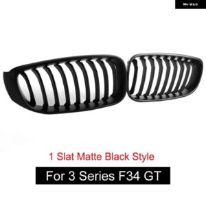 BMW FROMT バンパー キドニー レーシンググリル 3シリーズ GT F34 2012-2020 交換デュアルスラット グロスブラック M カラー - 1-fin Matte Black
