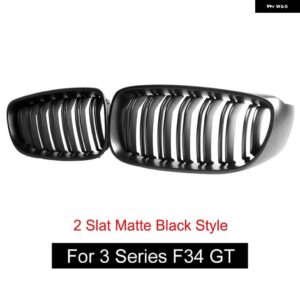 BMW FROMT バンパー キドニー レーシンググリル 3シリーズ GT F34 2012-2020 交換デュアルスラット グロスブラック M カラー - 2-fin Matte Black