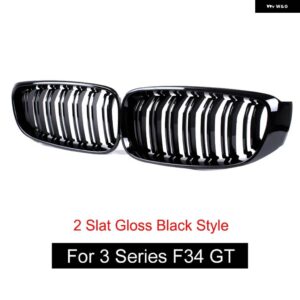 BMW FROMT バンパー キドニー レーシンググリル 3シリーズ GT F34 2012-2020 交換デュアルスラット グロスブラック M カラー - 2-fin Gloss Black