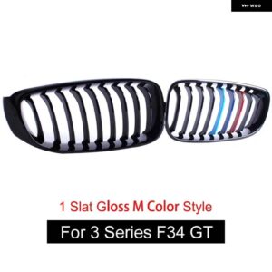 BMW FROMT バンパー キドニー レーシンググリル 3シリーズ GT F34 2012-2020 交換デュアルスラット グロスブラック M カラー - 1-fin gloss black M