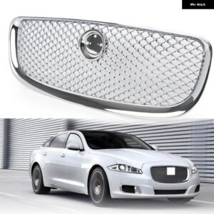 ジャガー フロントグリルアッパーラジエーターグリル 外装 レーシンググリル メッシュ グリッドフロントバンパー XJ XJL 10 11 2012 - Silver