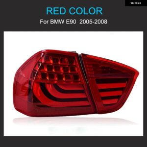BMW 1ペア LED テールライト アセンブリ 3シリーズ E90 2005-2008 テールライト ランニングブレーキリバース テールライト - Red
