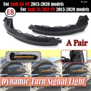 アウディ 流れる点滅ミラー ダイナミックウインカー LED ウィンカーライト A3 8V S3 RS3 2013-17-2020 - Dynamic Smoked