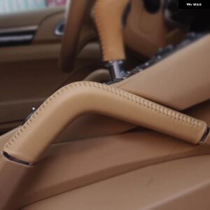 ポルシェ カイエン 2011-16 1PC インテリア ドアハンドル/センターコンソール アームレスト ハンドル牛革カバー - Beige Armrest Handle
