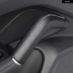 ポルシェ カイエン 2011-16 1PC インテリア ドアハンドル/センターコンソール アームレスト ハンドル牛革カバー - Black Door Handle