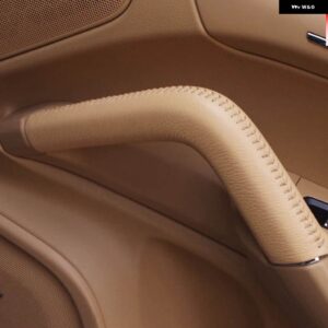 ポルシェ カイエン 2011-16 1PC インテリア ドアハンドル/センターコンソール アームレスト ハンドル牛革カバー - Beige Door Handle