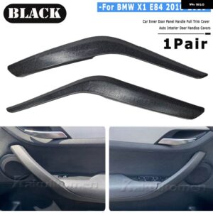 BMW 車インナードアパネルハンドルカバー X1 E84 E83 2010-2016 自動左右 インテリア ドア アームレスト プル トリム カバー ベージュブラック - Black 2pcs