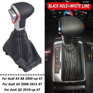 アウディ シフトノブ A4 B8 A5 Q5 2010-15 ギア シフトノブ ブーツ - Hole-White Line