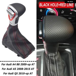 アウディ シフトノブ A4 B8 A5 Q5 2010-15 ギア シフトノブ ブーツ - Hole-Red Line2