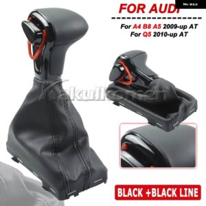 アウディ シフトノブ A4 B8 A5 Q5 2010-15 ギア シフトノブ ブーツ - Black-Black line