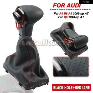 アウディ シフトノブ A4 B8 A5 Q5 2010-15 ギア シフトノブ ブーツ - Black Hole-Red Line