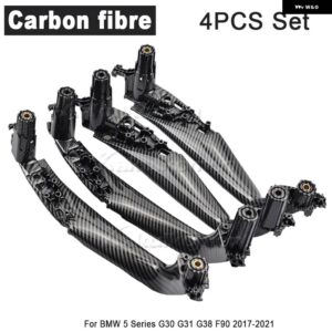BMW フロントリア左右ドアハンドルカバー パネル トリム 交換セット 5シリーズ M5 G30 G31 F90 2017-2021 51417438521 - 4pcs-Carbon fiber