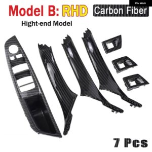 BMW 7個 5シリーズ F10 F11 ベージュ ブラック 車右内側 インテリア ハンドル インナー ドア パネル プル トリム カバー RHD - Model B Carbonfiber