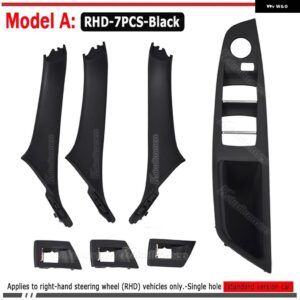 BMW 7個 5シリーズ F10 F11 ベージュ ブラック 車右内側 インテリア ハンドル インナー ドア パネル プル トリム カバー RHD - Model A Black