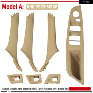 BMW 7個 5シリーズ F10 F11 ベージュ ブラック 車右内側 インテリア ハンドル インナー ドア パネル プル トリム カバー RHD - Model A Beige