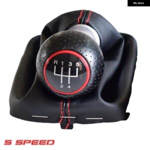 アウディ A3 S3 2001 2002 2003 5 6スピード ギアスティック シフトノブ とレザー ブーツ - Black-5Speed-Red