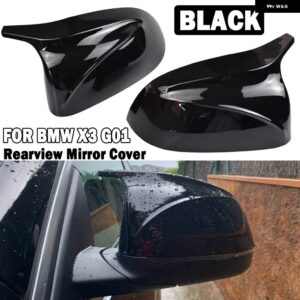 BMW 自動車 リアビューサイドミラー カバー トリム X3 G01 X4 G02 X5 G05 X6 G06 X7 G07 2018 2019 2020 カーボン - Bright Black