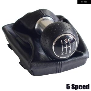 アウディ マニュアル 5 6スピード ギアシフトスティックハンドボールチェンジレバーノブ シフター A4 B6 B7 2000-2008 黒革ゲートルブーツ - 5-R Speed