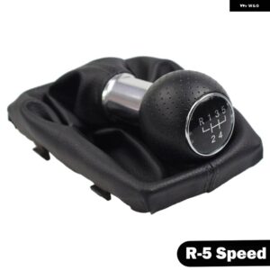 アウディ マニュアル 5 6スピード ギアシフトスティックハンドボールチェンジレバーノブ シフター A4 B6 B7 2000-2008 黒革ゲートルブーツ - R-5 Speed