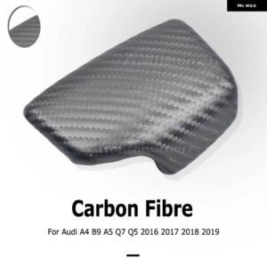 アウディ 黒パンチングレザー セレクターレバーハンドル A4 B9 A5 Q7 Q5 2016-19 ギア シフトノブ ハンドボールカバー - carbon fiber