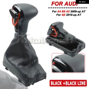 アウディ シフトノブ A4 B8 A5 Q5 2010-14 ギア シフトノブ ブーツ - Black-Black line