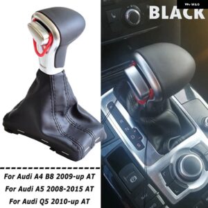 アウディ シフトノブ A4 B8 A5 Q5 2010-14 ギア シフトノブ ブーツ - Leather-Black