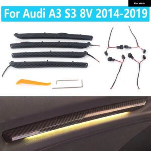 アウディ 4個 ドア LED ランプシェード A3 S3 8V 2014-2019 装飾カーボン色車内ムード光装飾 - carbon fiber