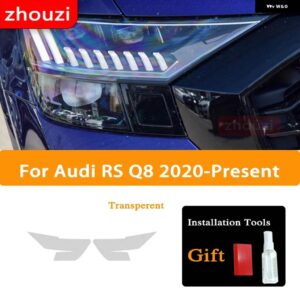 アウディ Q8 S8 RSQ8 2019 2020 ヘッドライト ティントブラック フィルム ビニール テールライト クリア TPU ステッ - Headlight RS Q8 T