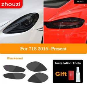 ポルシェ 718 ボクスター ケイマン 2016-ON 2020 車ランプ フィルム ヘッドライト ティント ブラック フィルム テールライト クリ - The whole set B