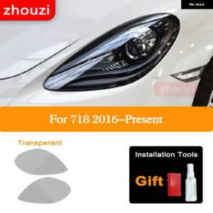 ポルシェ 718 ボクスター ケイマン 2016-ON 2020 車ランプ フィルム ヘッドライト ティント ブラック フィルム テールライト クリ - Headlight T