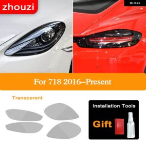 ポルシェ 718 ボクスター ケイマン 2016-ON 2020 車ランプ フィルム ヘッドライト ティント ブラック フィルム テールライト クリ - The whole set T