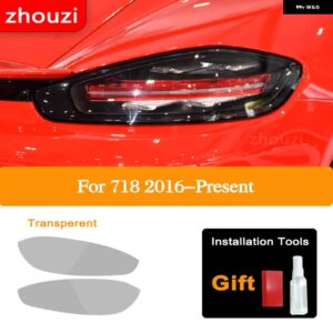 ポルシェ 718 ボクスター ケイマン 2016-ON 2020 車ランプ フィルム ヘッドライト ティント ブラック フィルム テールライト クリ - Taillight T