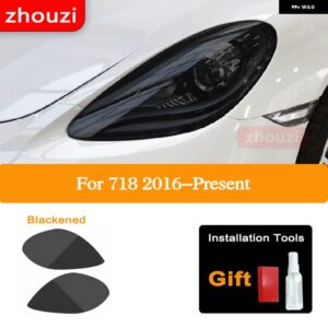 ポルシェ 718 ボクスター ケイマン 2016-ON 2020 車ランプ フィルム ヘッドライト ティント ブラック フィルム テールライト クリ - Headlight B