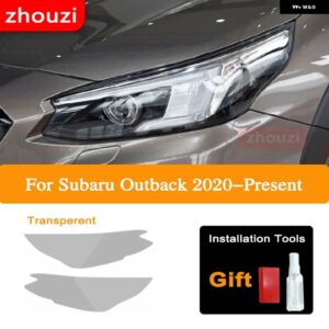 スバル 2個 アウトバック 2018 2019 2020 ヘッドライト ティントブラック フィルム クリア TPU ステッ - Transparent