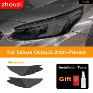 スバル 2個 アウトバック 2018 2019 2020 ヘッドライト ティントブラック フィルム クリア TPU ステッ - Blackened