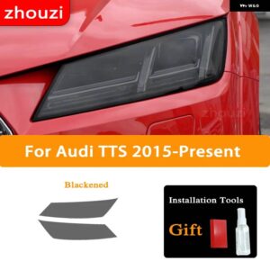 アウディ TT TTS TTRS MK3 2015-ON 2個 ヘッドライト ティントブラック フィルム クリア TPU ステッ - TTS Blackened