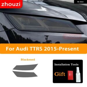 アウディ TT TTS TTRS MK3 2015-ON 2個 ヘッドライト ティントブラック フィルム クリア TPU ステッ - TTRS Blackened
