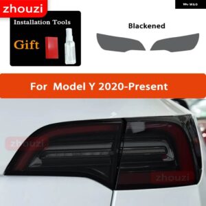 テスラ 2個 モデル 3 X Y S ヘッドライト ティントスモークブラック フィルム クリア TPU ステッ - Model Y Taillight B