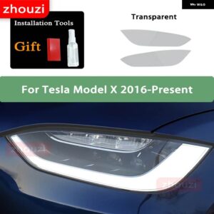 テスラ 2個 モデル 3 X Y S ヘッドライト ティントスモークブラック フィルム クリア TPU ステッ - Model X T
