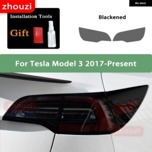 テスラ 2個 モデル 3 X Y S ヘッドライト ティントスモークブラック フィルム クリア TPU ステッ - Model 3 Taillight B