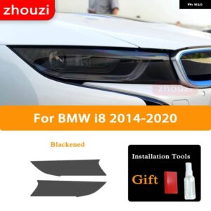 BMW I8 2014-2020 2個 ヘッドライト ティントブラックビニール フィルム クリア TPU ステッ - Blackened