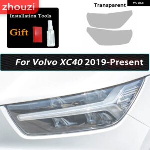 ボルボ 2個 スモークブラック TPU ステッカー クリア ヘッドライト フィルム XC40 XC60 XC90 S60 S90 V60 V90 2020 2021 2022 - xc40　19-on　t