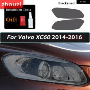ボルボ 2個 スモークブラック TPU ステッカー クリア ヘッドライト フィルム XC40 XC60 XC90 S60 S90 V60 V90 2020 2021 2022 - xc60　14-16　b