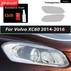 ボルボ 2個 スモークブラック TPU ステッカー クリア ヘッドライト フィルム XC40 XC60 XC90 S60 S90 V60 V90 2020 2021 2022 - xc60　14-16　t