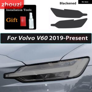 ボルボ 2個 スモークブラック TPU ステッカー クリア ヘッドライト フィルム XC40 XC60 XC90 S60 S90 V60 V90 2020 2021 2022 - v60　19-on　b